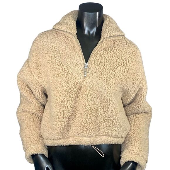 Hollister Half Zip Sherpa Pullover Women's Size XS Oversized with Pockets - Picture 1 of 8
